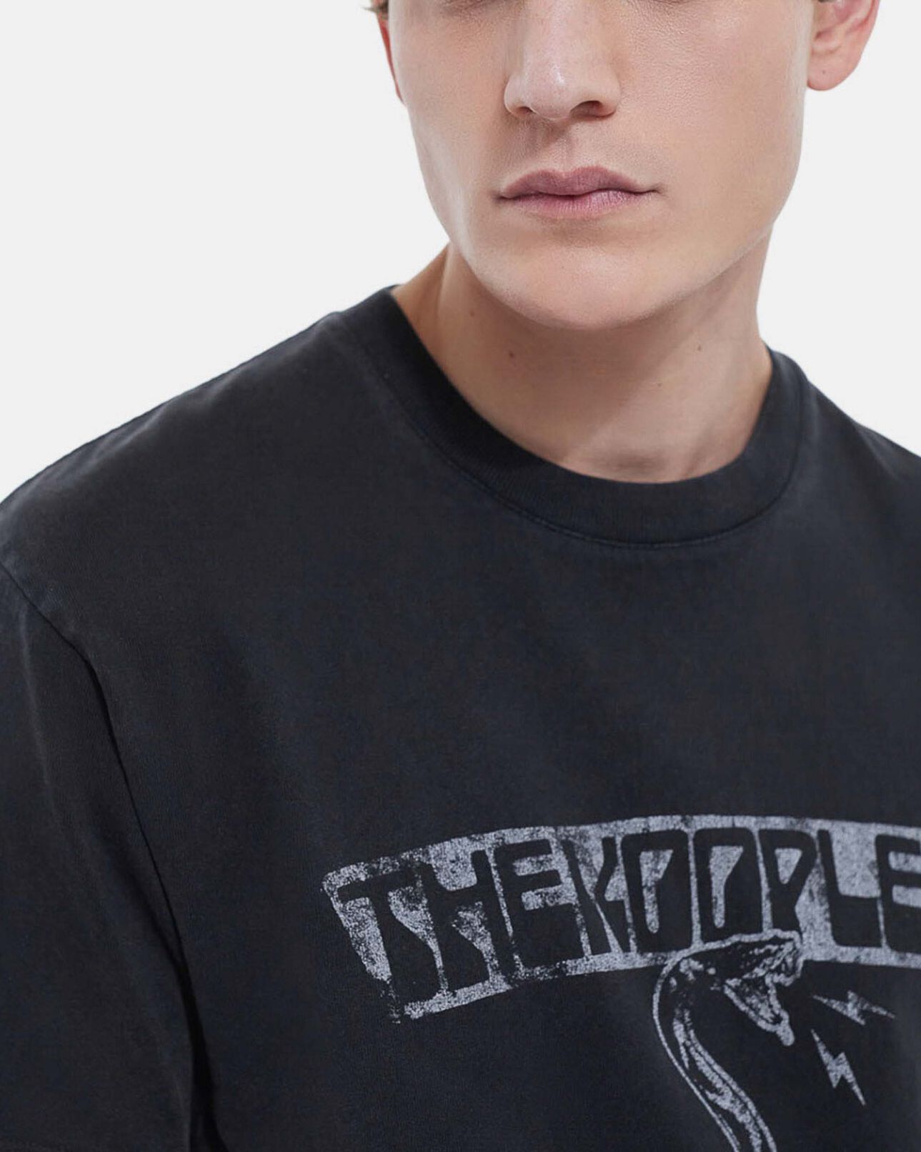 The Kooples MEN BLACK WASHED printed t-shirt