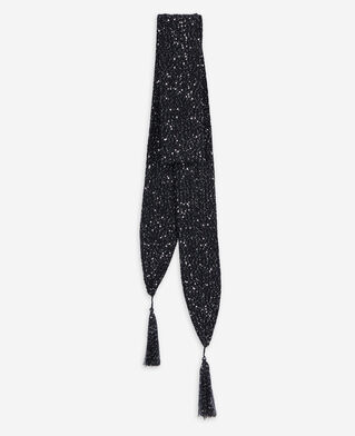 The Kooples F BLACK black thin sequined knit scarf