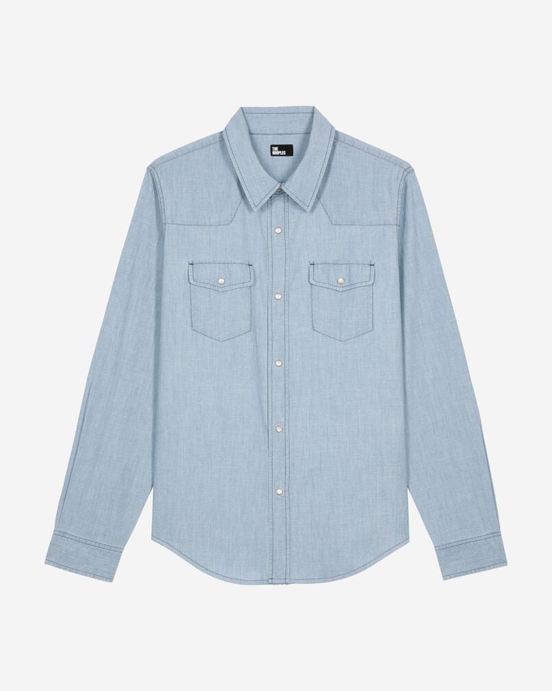 The Kooples MEN BABY BLUE light blue denim shirt