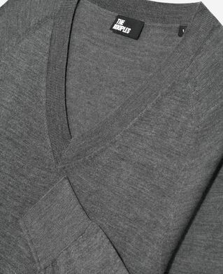 The Kooples WOMEN DARK GREY MELANGE grey merino wool v-neck sweater
