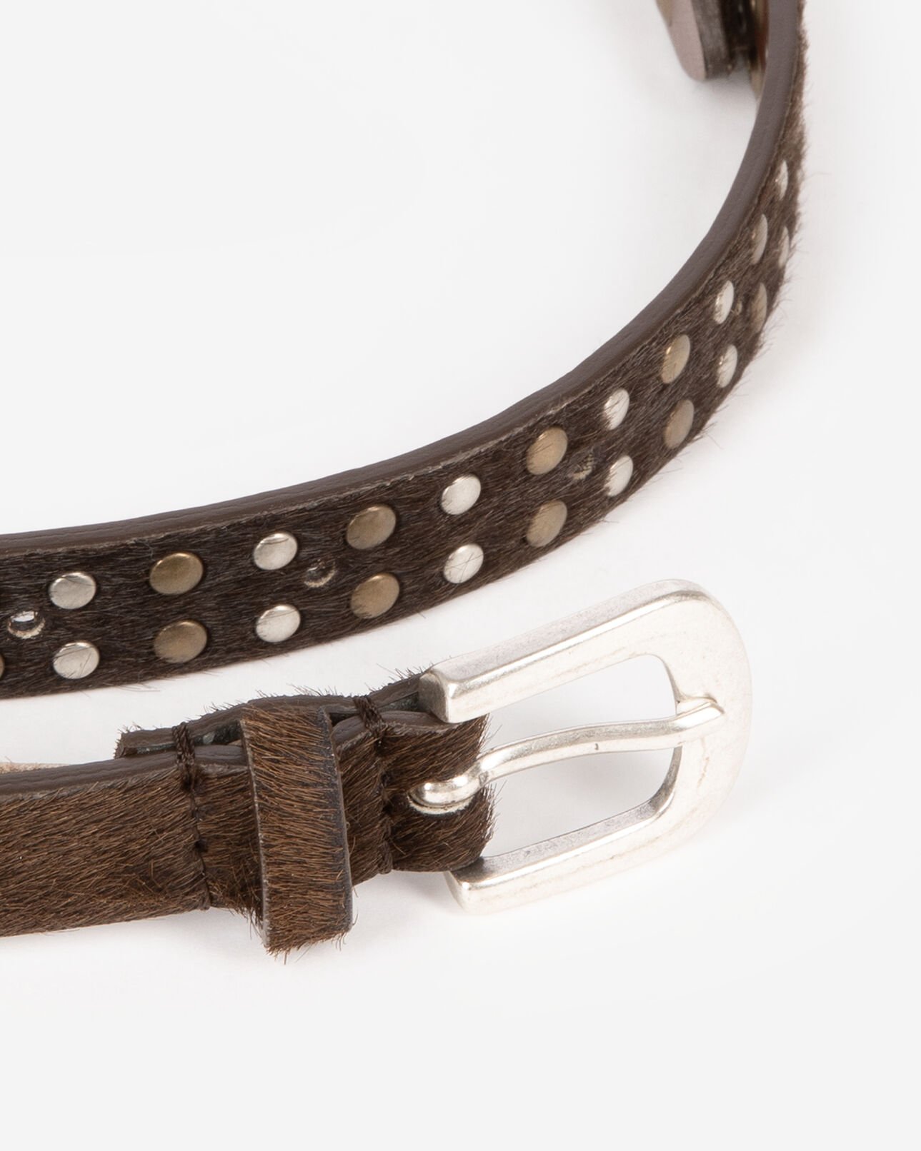 The Kooples WOMEN BROWN slim brown leather belt