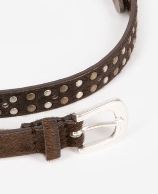 The Kooples WOMEN BROWN slim brown leather belt