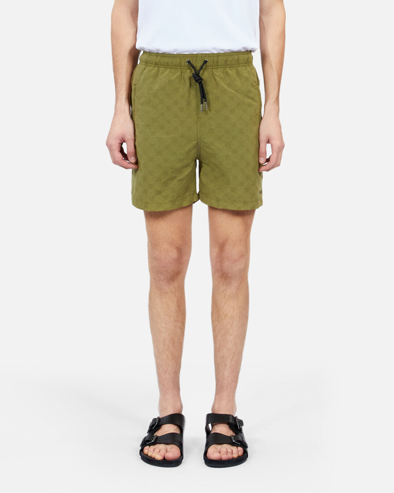 The Kooples MEN KAKI monogram khaki swim shorts
