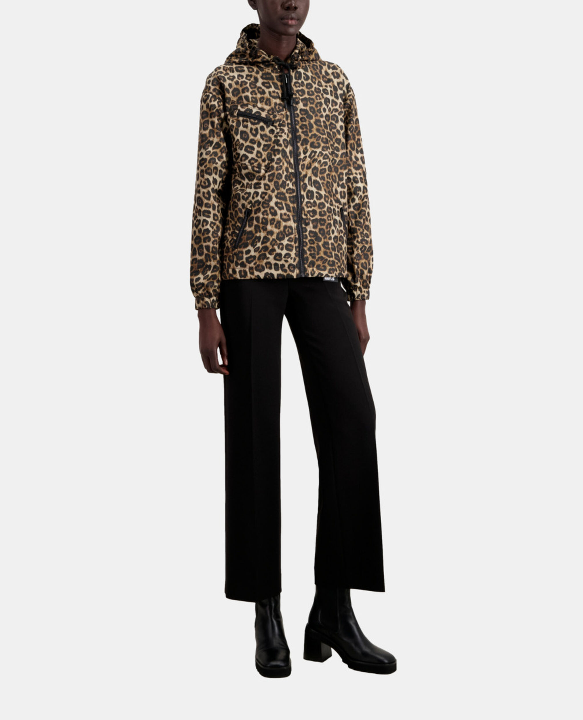 Blouson coupe-vent imprimé à capuche, LEOPARD, hi-res image number null