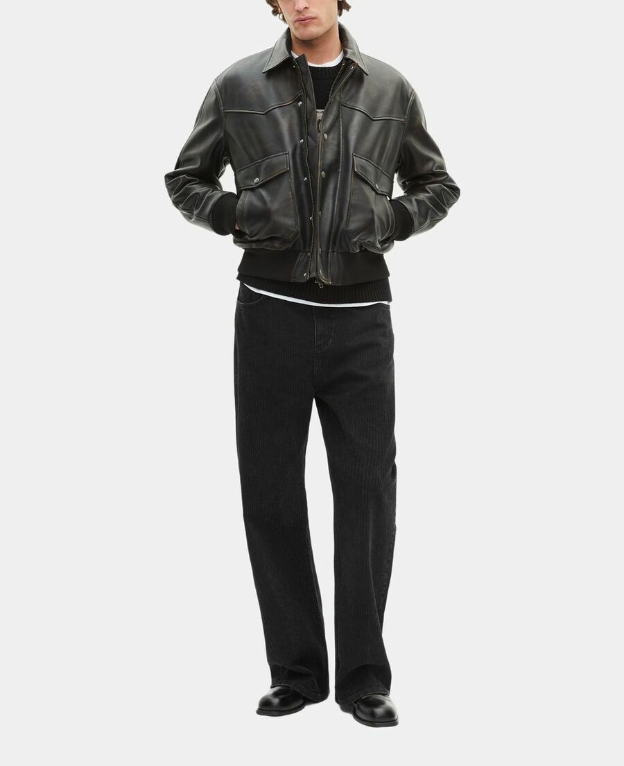 The Kooples HERREN DARK BROWN braune lederjacke