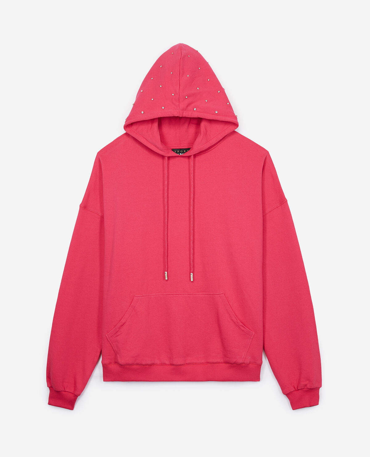 Pink fleece sweatshirt with rhinestones