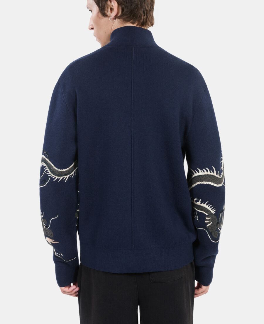 The Kooples HOMME NAVY cardigan en laine mélangée bleu marine