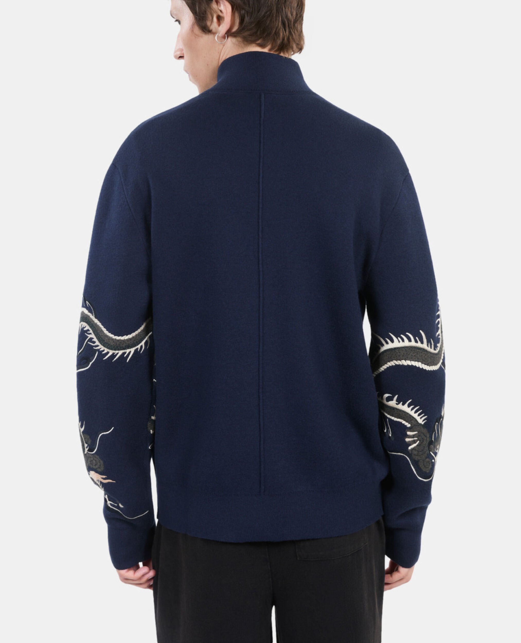 Cardigan en laine mélangée bleu marine, NAVY, hi-res image number null