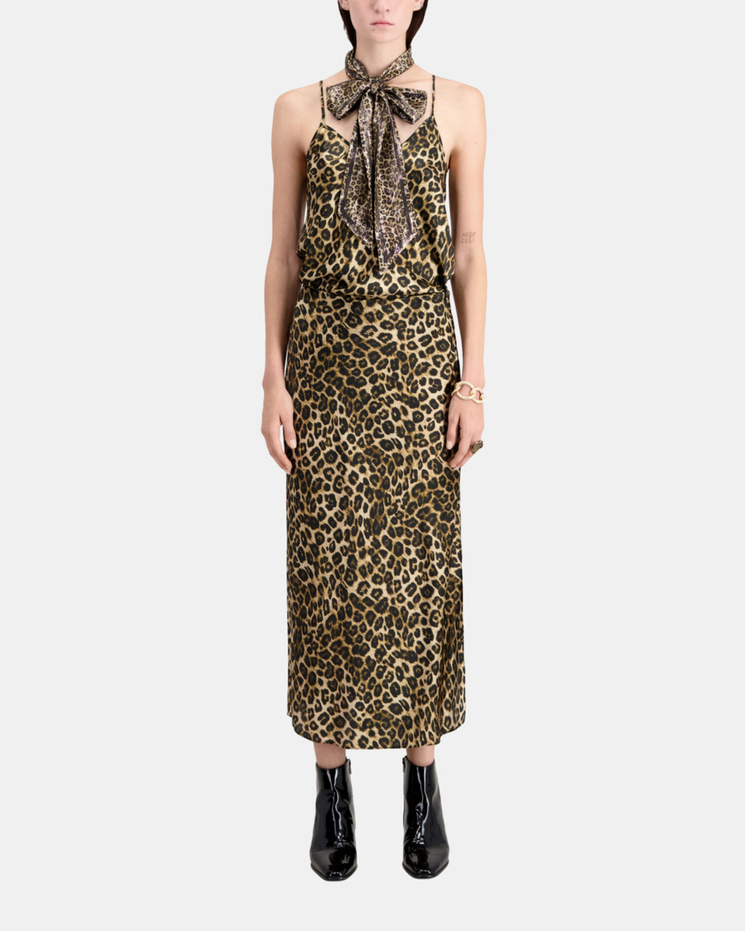 Long leopard print silk skirt, LEOPARD, hi-res image number null