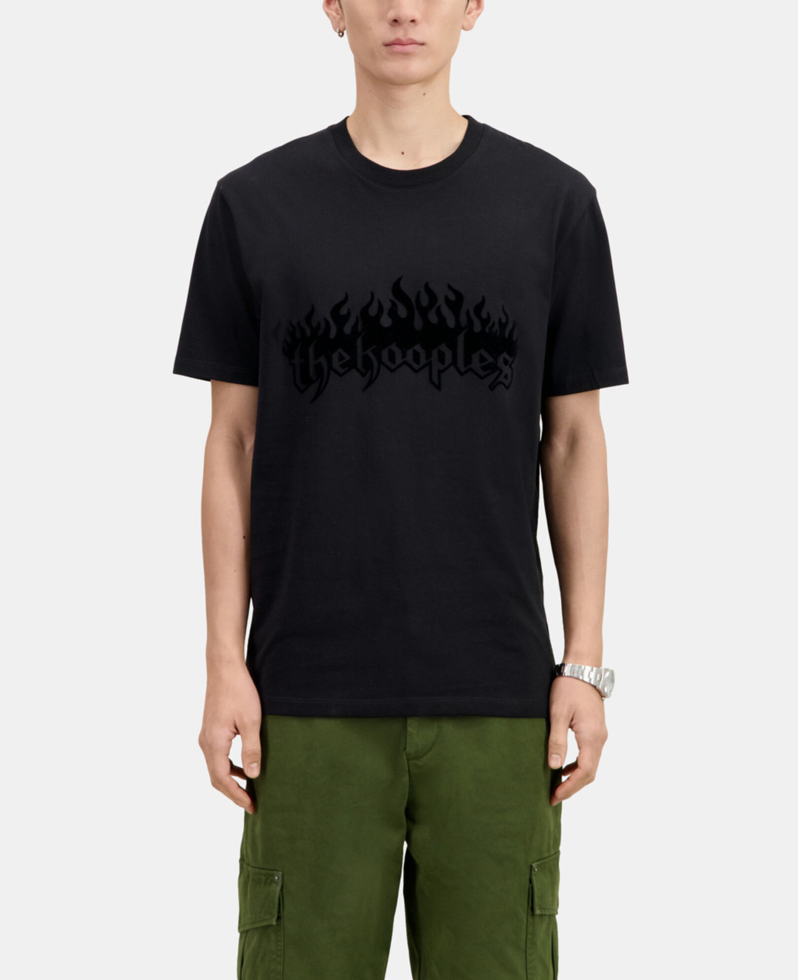 The Kooples HERREN BLACK schwarzes t-shirt herren mit beflockung