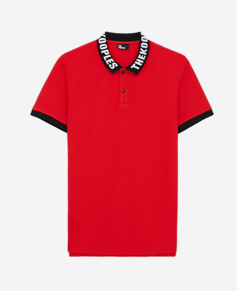 camisa polo cuello logotipo roja