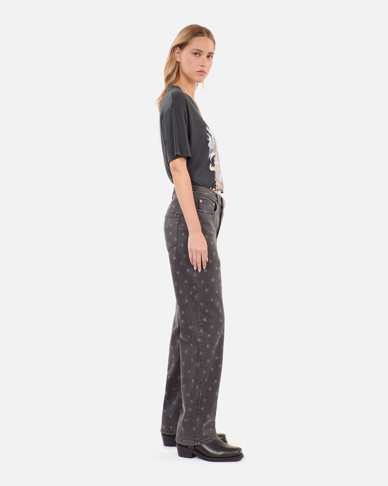 The Kooples WOMEN BLACK star printed boyfriend jeans