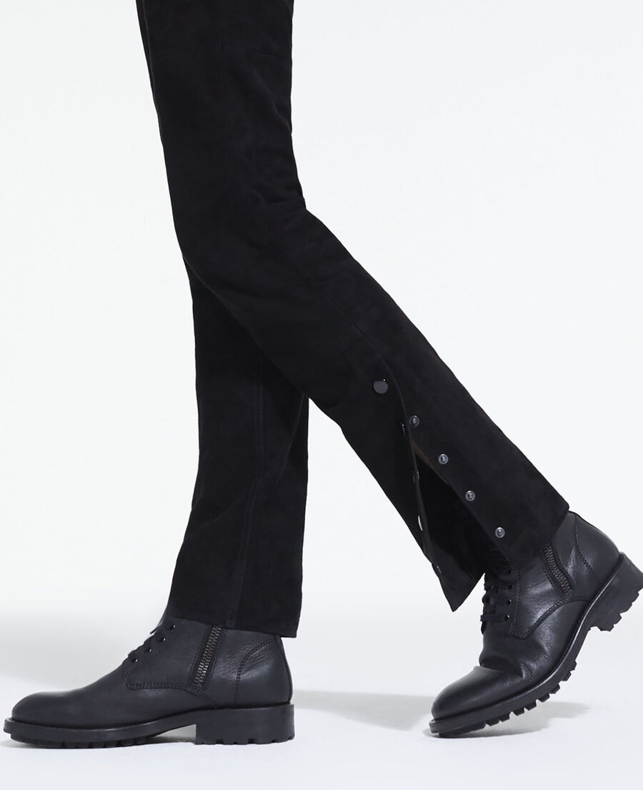 pantalón recto piel ante negro