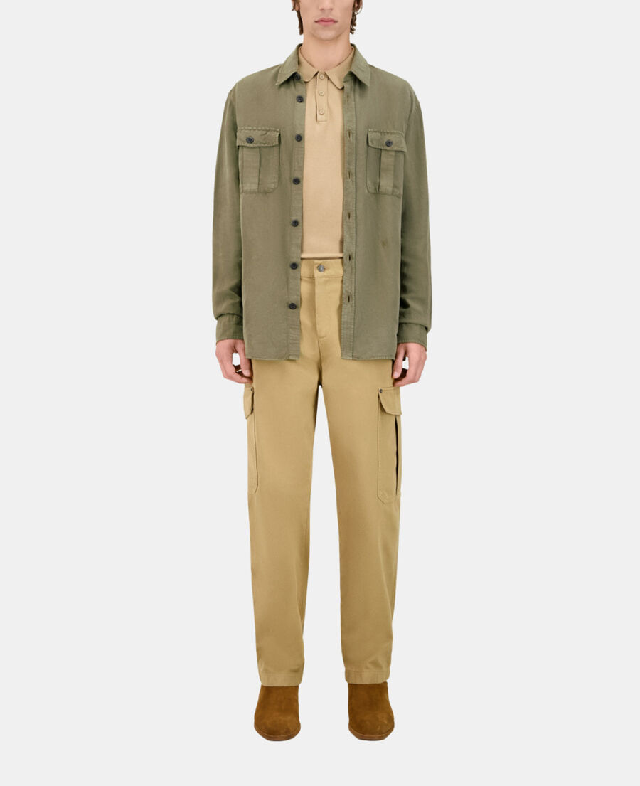 The Kooples HOMME KAKI chemise en lyocell et lin kaki