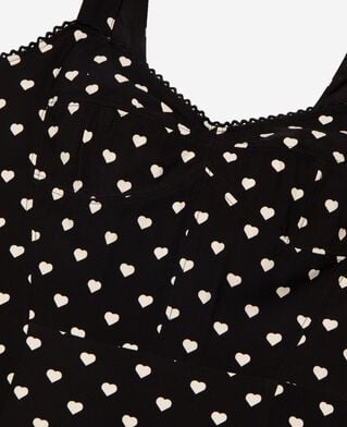 The Kooples F BLACK WHITE black corset-effect short dress with heart print