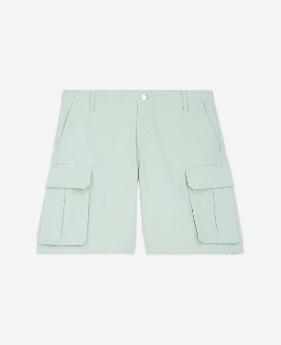 green organic cotton shorts w/ cargo pockets