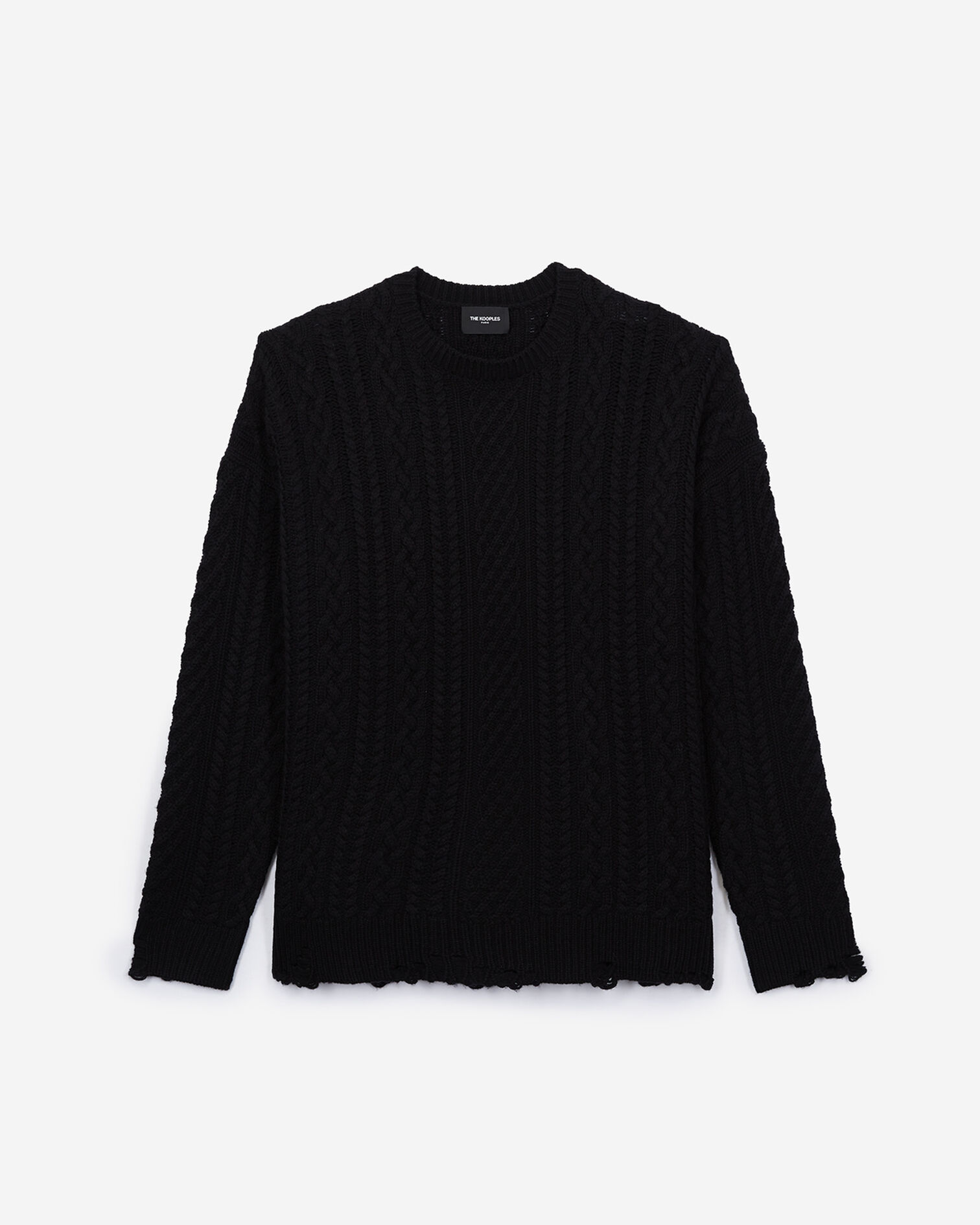 Black cashmere and wool cable knit jumper, BLACK, hi-res image number null