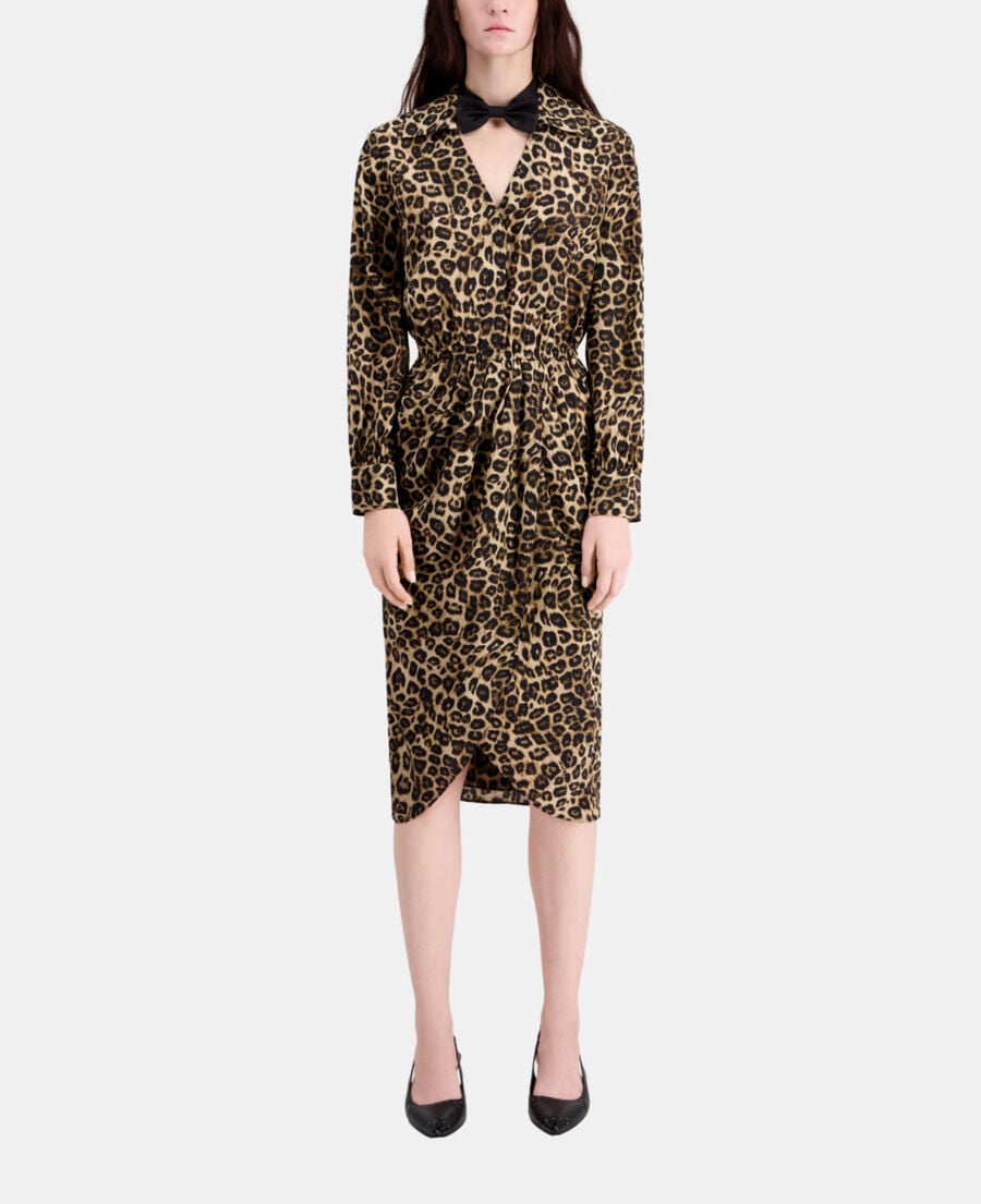 The Kooples DAMEN LEOPARD halblanges kleid aus seide mit print