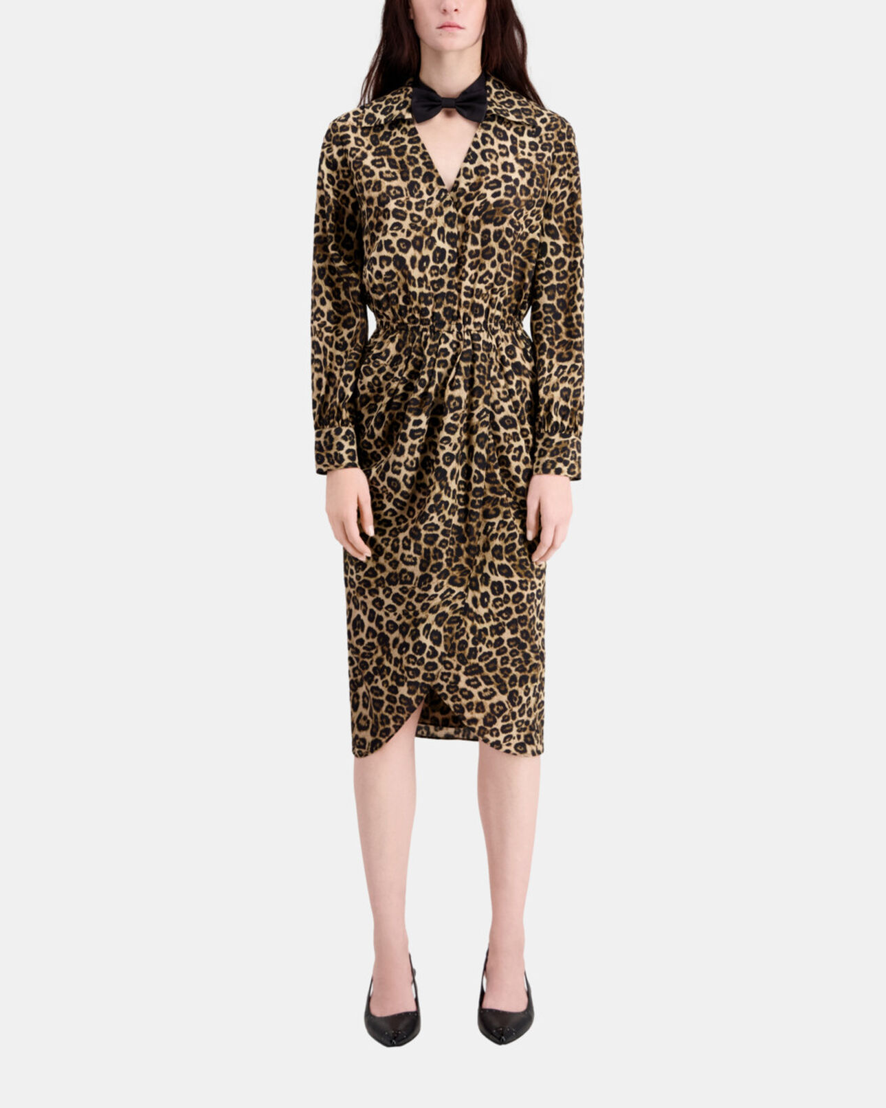The Kooples FEMME LEOPARD robe mi-longue imprimée en soie