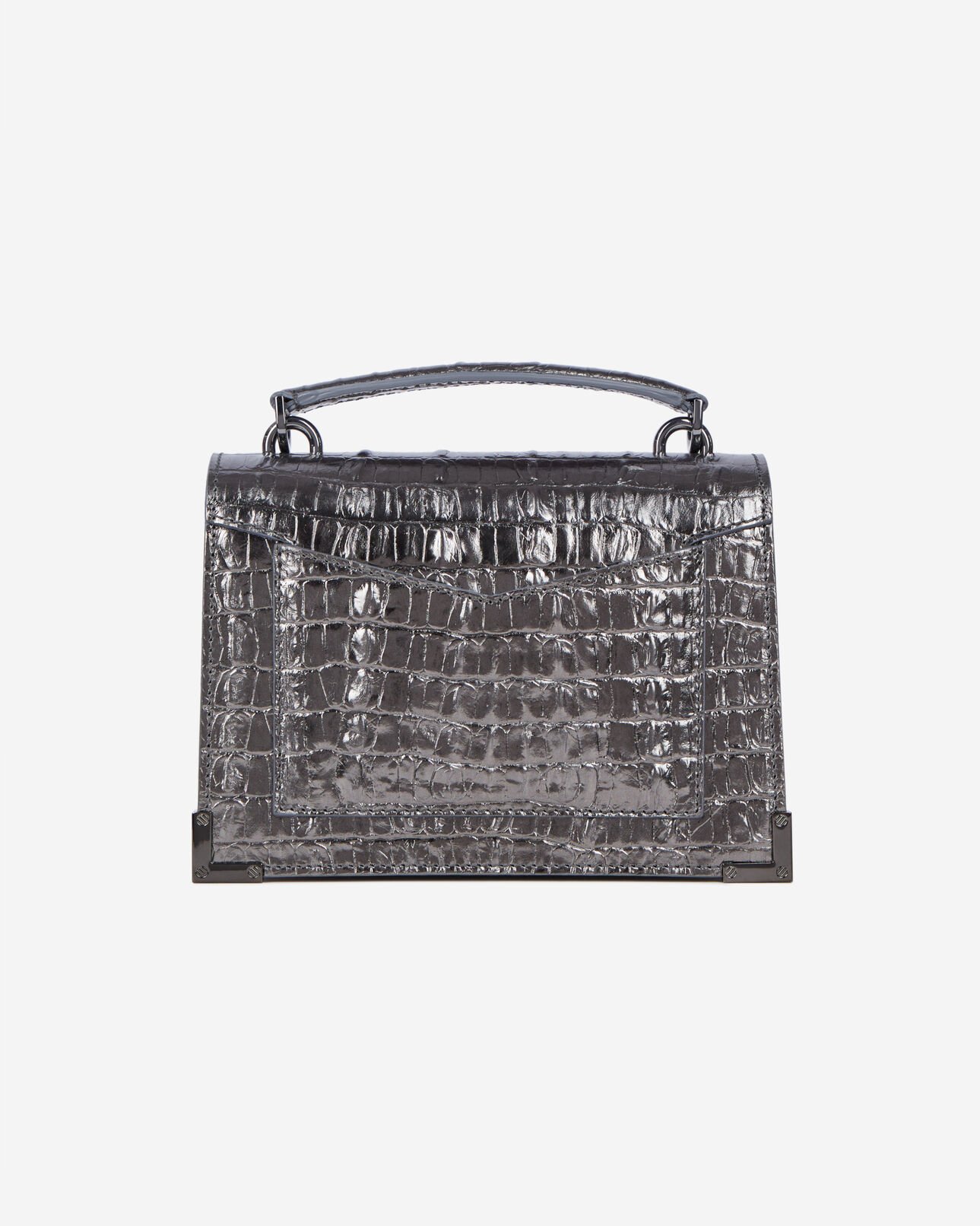The Kooples MUJER GUN METAL SILVER bolso pequeño emily de piel efecto cocodrilo bronceado
