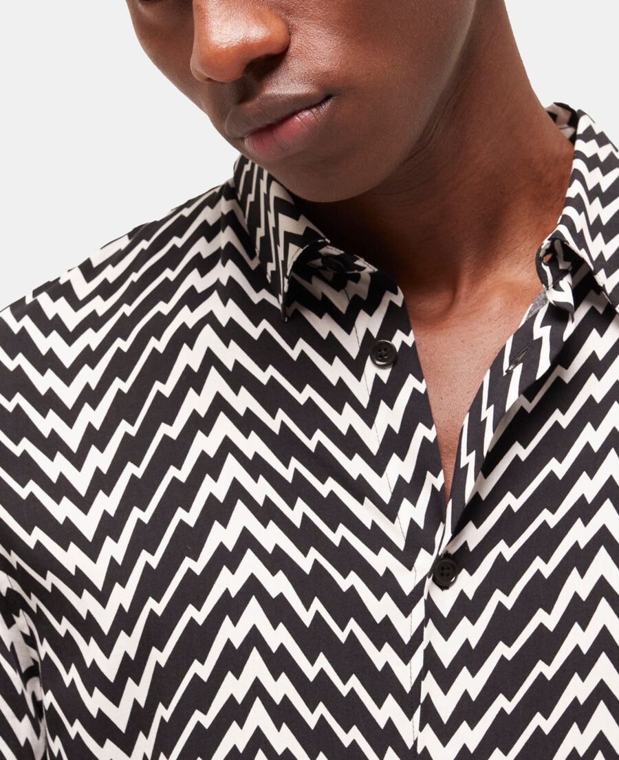 The Kooples HERREN BLACK WHITE hemd mit klassischem kragen und print