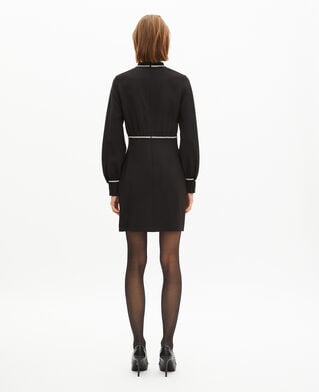 The Kooples WOMEN BLACK short dress with black rhinestone details