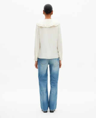 The Kooples WOMEN LIGHT BEIGE unbleached silk shirt