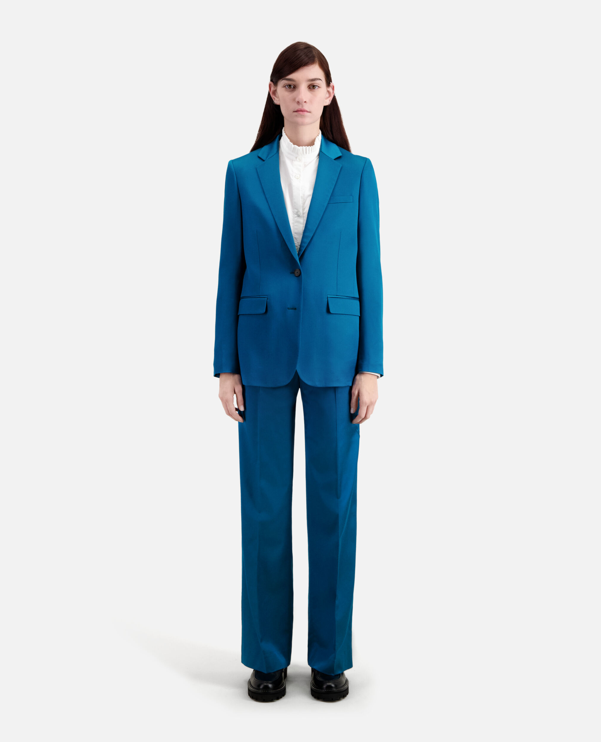 Blue satin suit trousers, DEEP BLUE, hi-res image number null