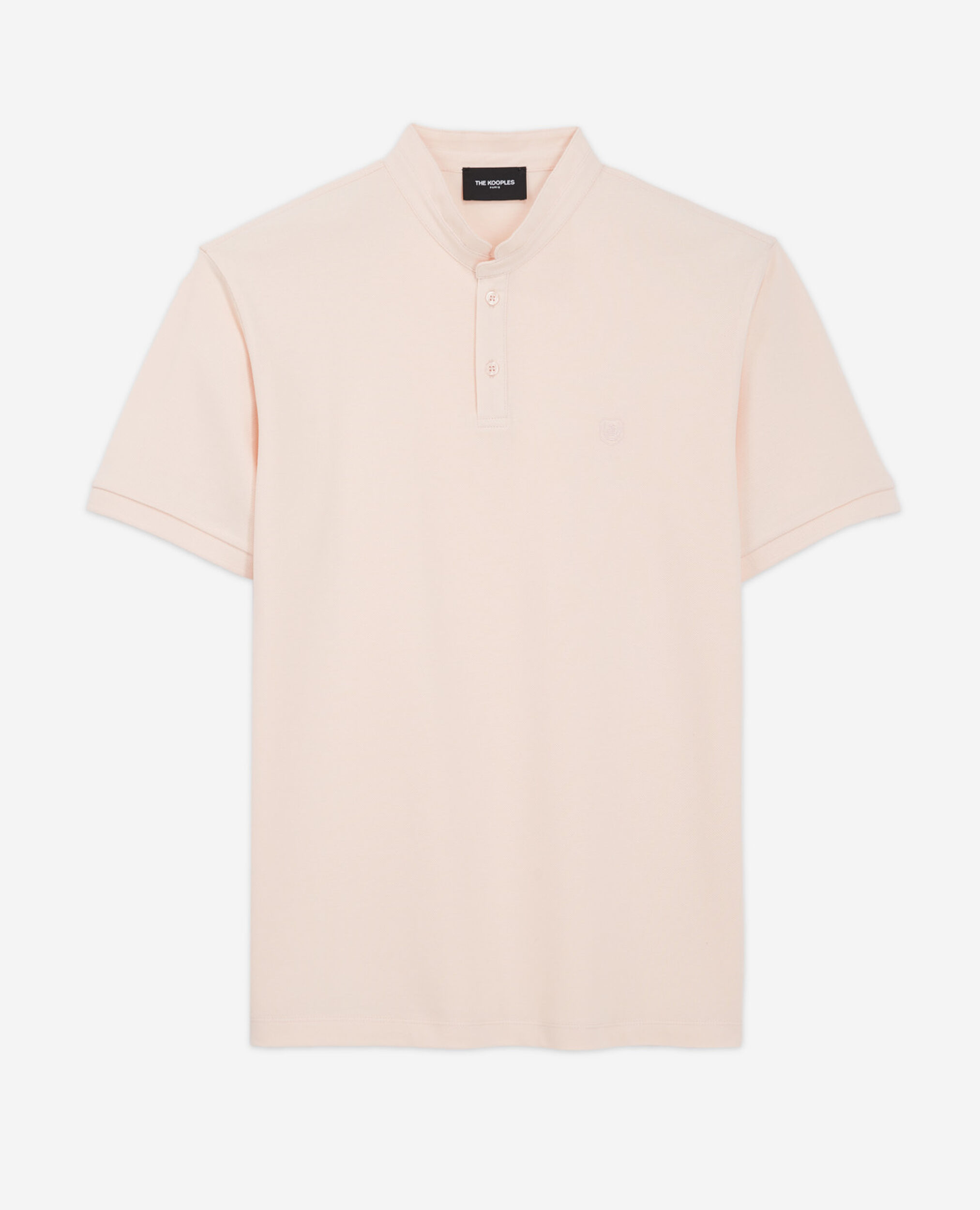 Pink polo with officer collar and embroidery, PINK, hi-res image number null