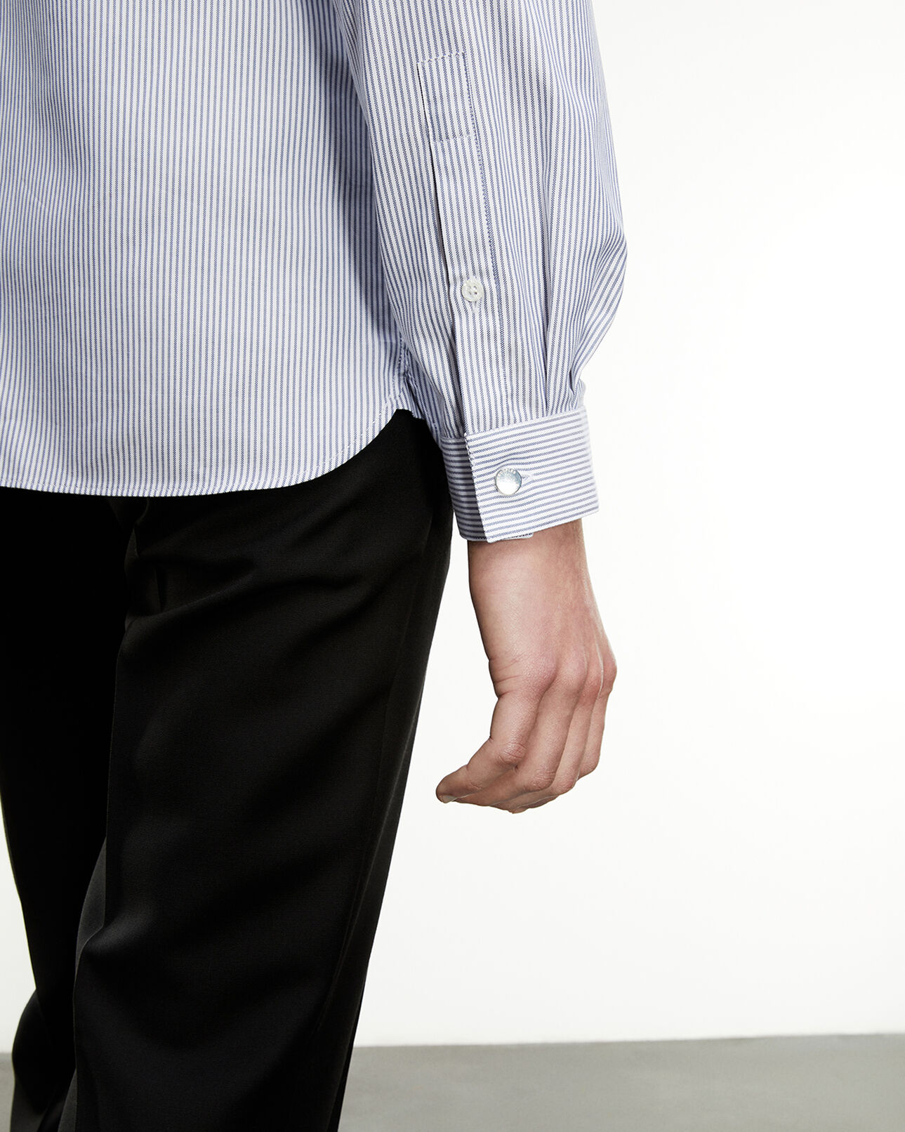 The Kooples MEN WHITE - BLUE blue and white officer-collar shirt
