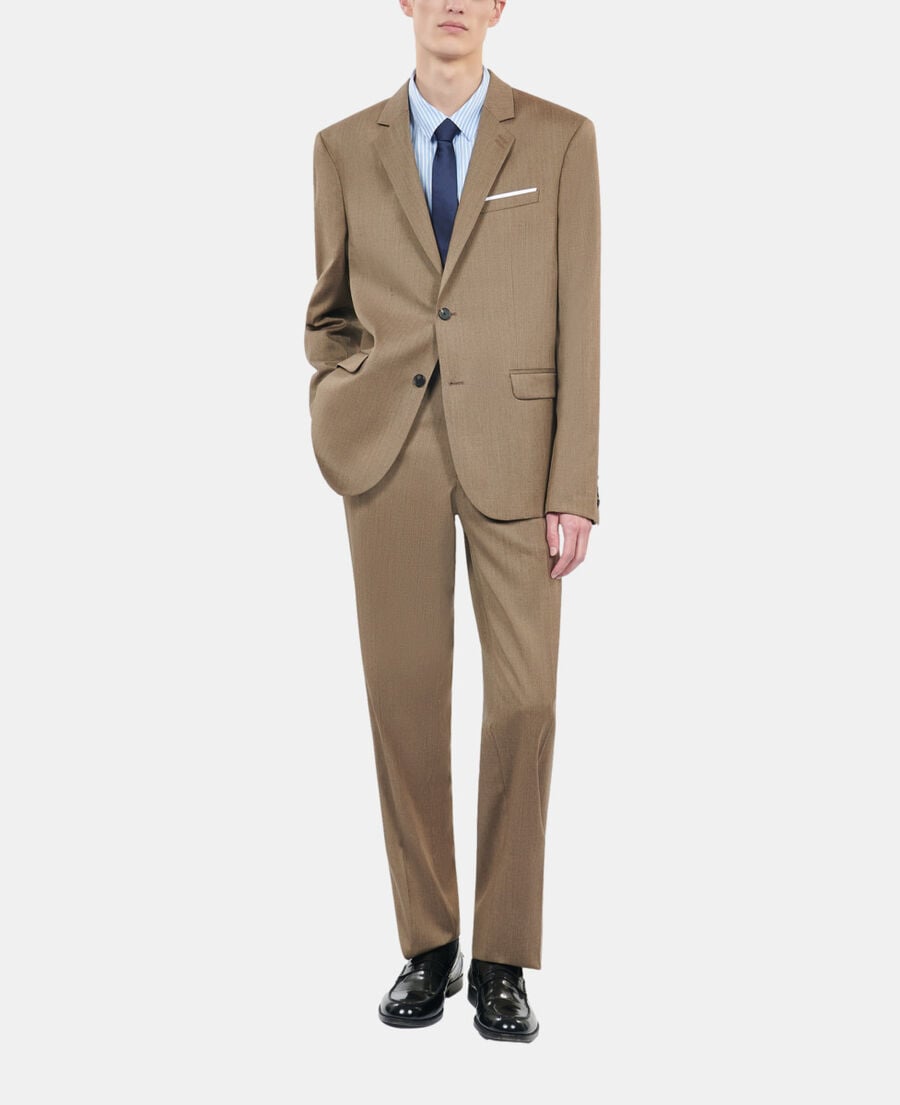 The Kooples MEN BROWN light brown wool suit trousers
