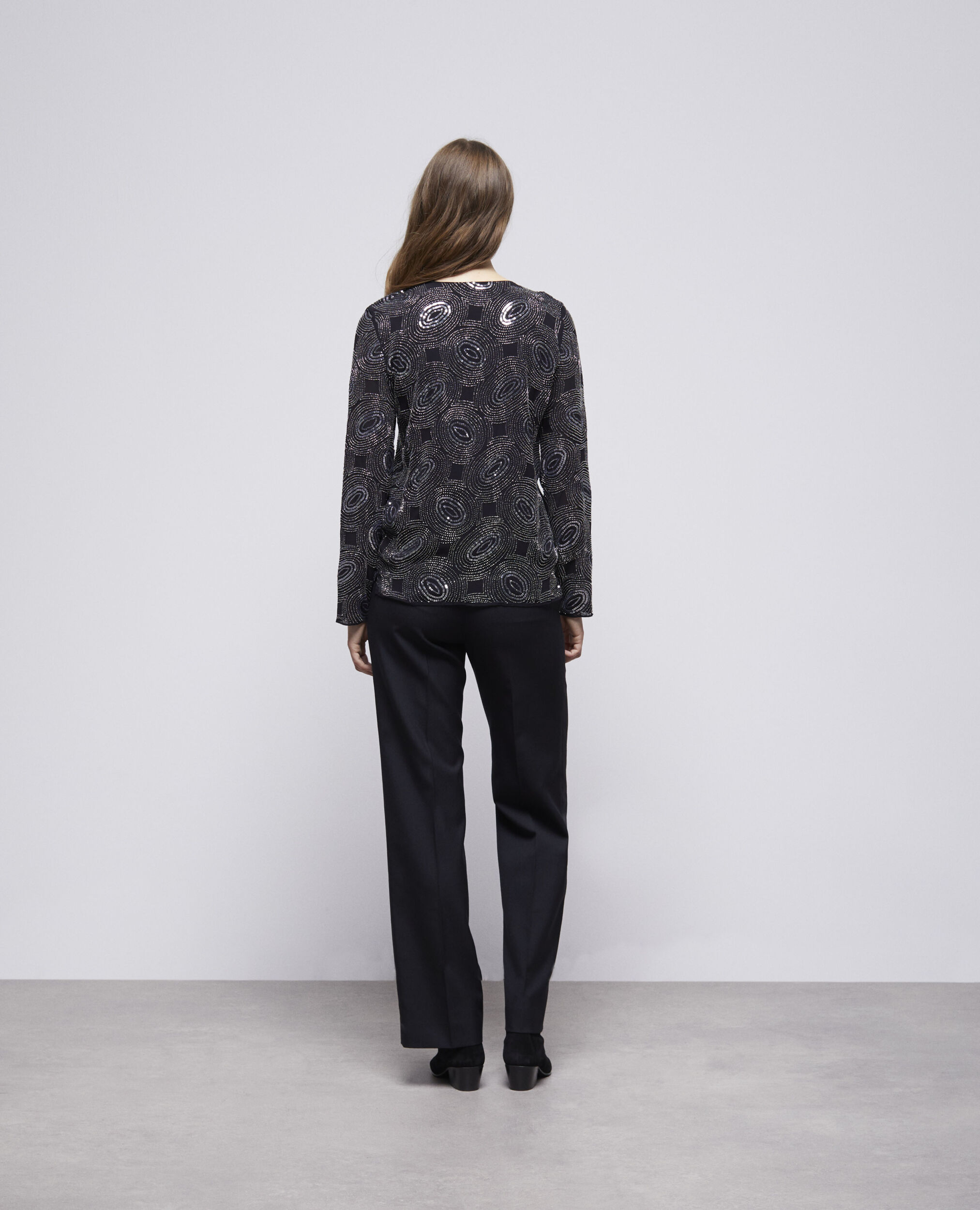 Black top with rhinestones, BLACK, hi-res image number null