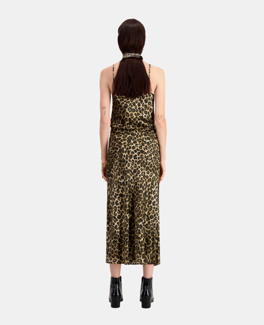 jupe longue en soie léopard