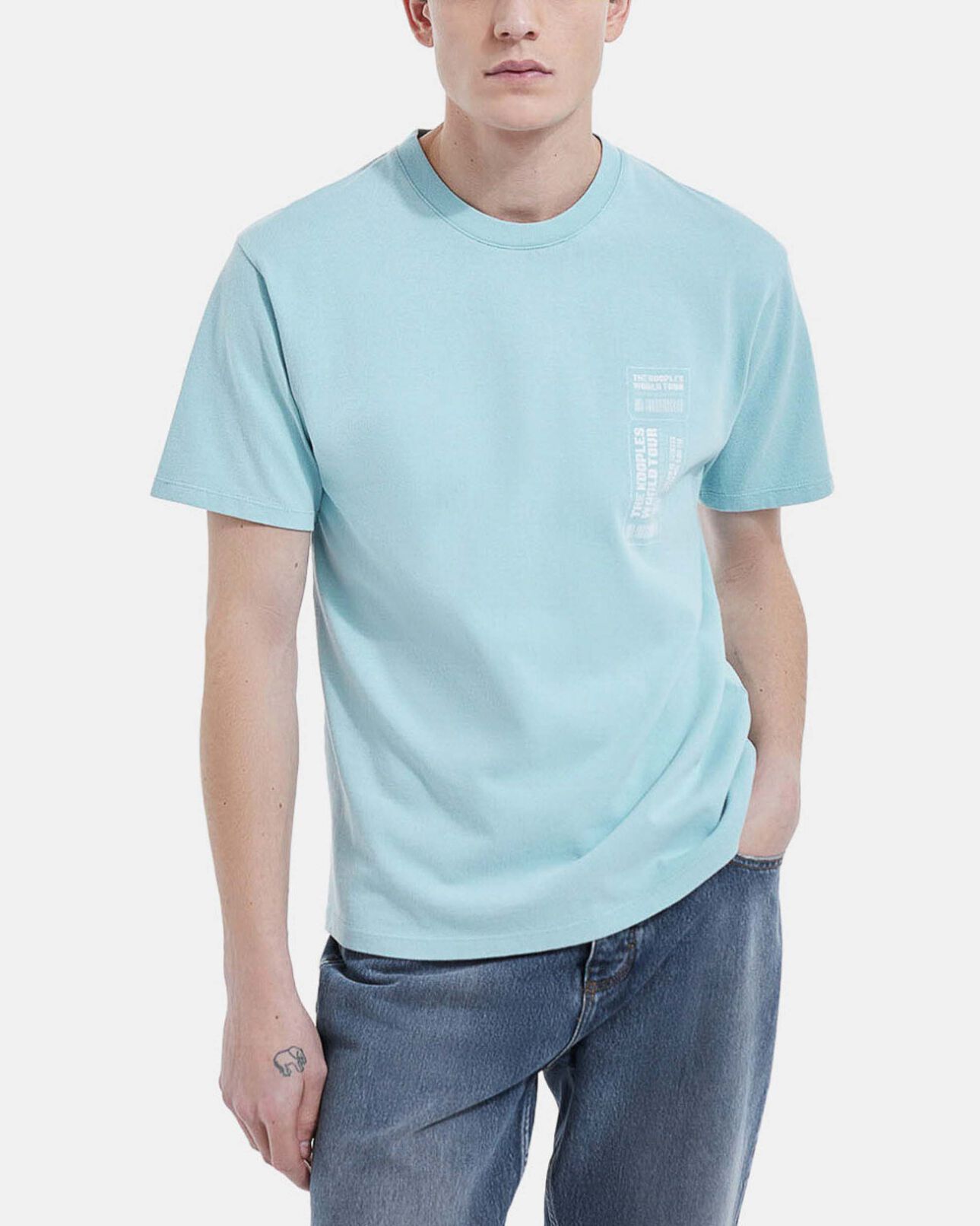 The Kooples HOMBRE BLUE SKY camiseta azul cielo algodón logotipo