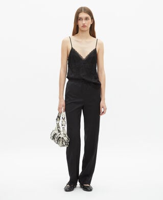 The Kooples F BLACK straight-cut black wool pants