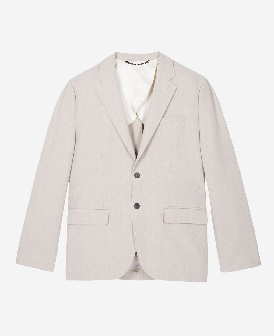 The Kooples H LIGHT BEIGE beige cotton linen suit jacket