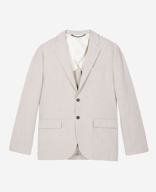 The Kooples H LIGHT BEIGE beige cotton linen suit jacket