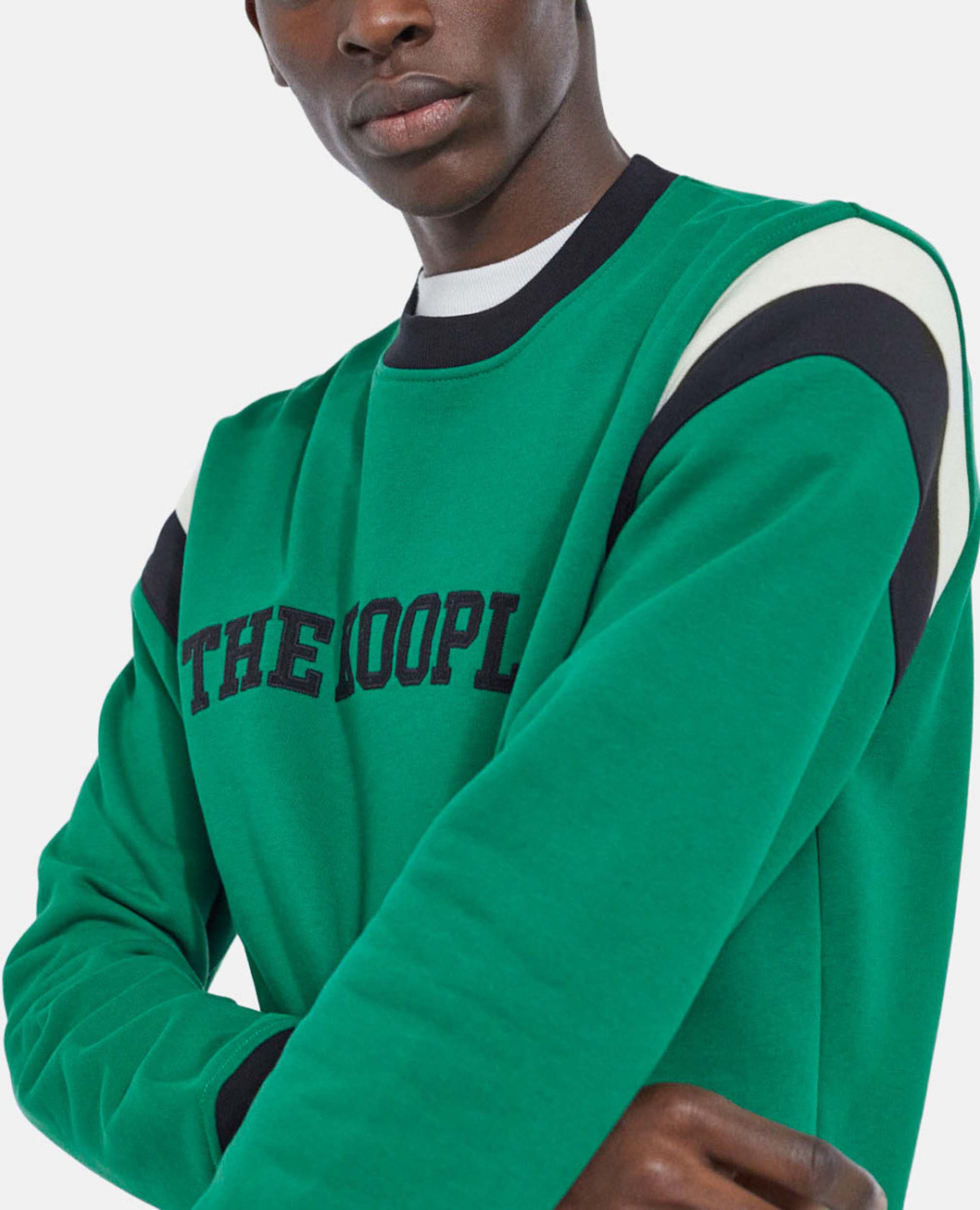 Crew-neck sweatshirt with strips and logo