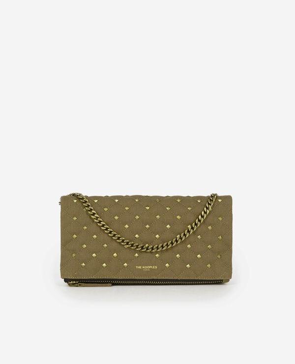 The Kooples WOMEN KAKI small khaki canvas heritage clutch bag