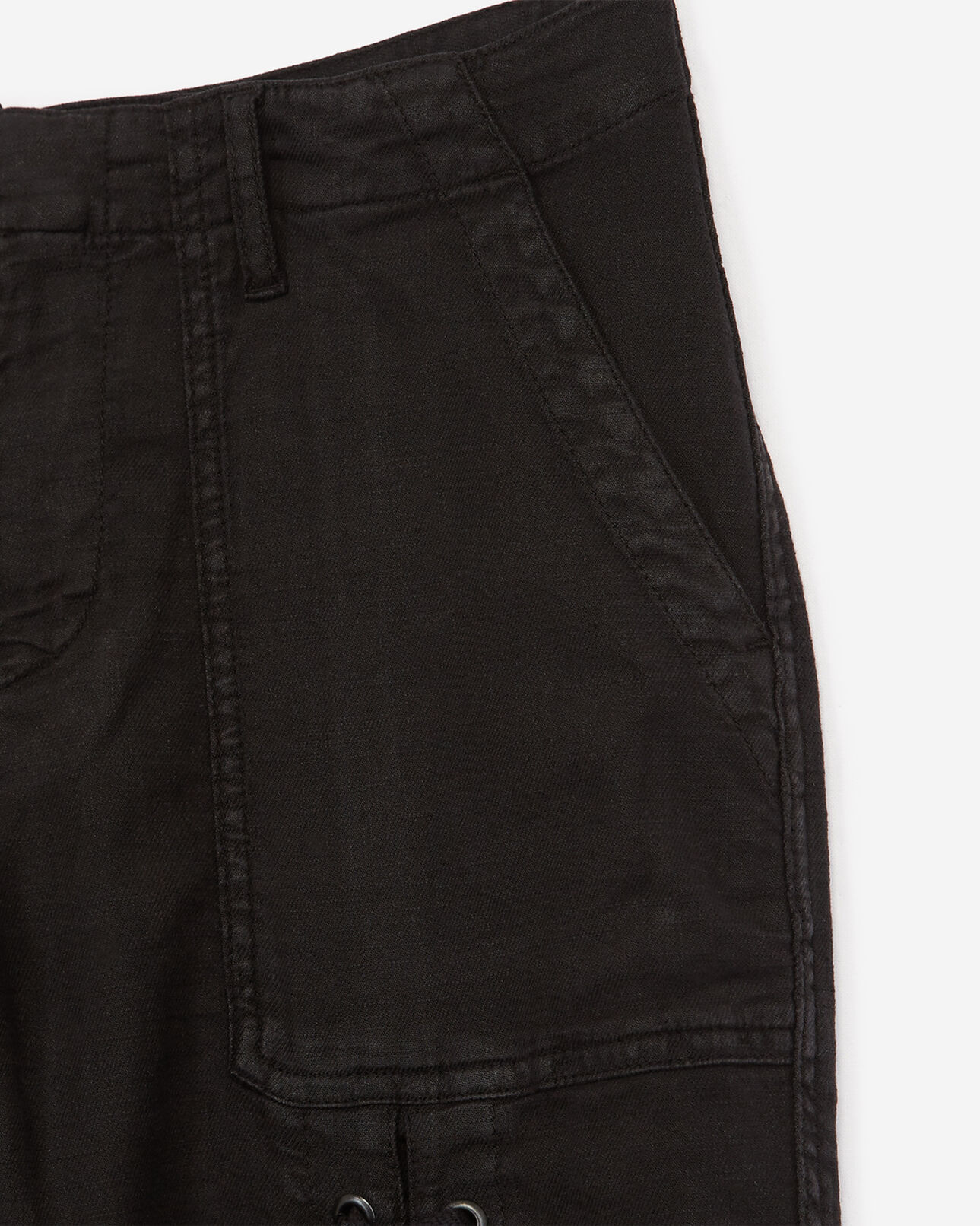The Kooples DAMEN BLACK jeans im military-look mit taschen und schwarzer schnürung