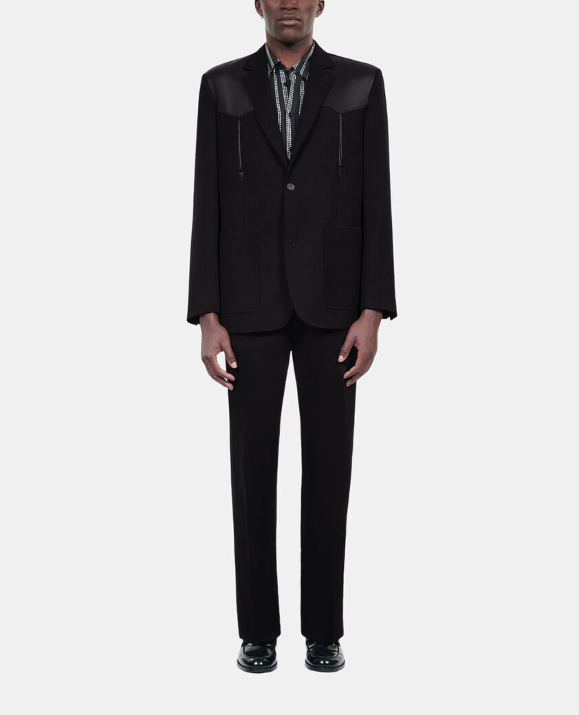 The Kooples MEN BLACK black wool jacket with lambskin details