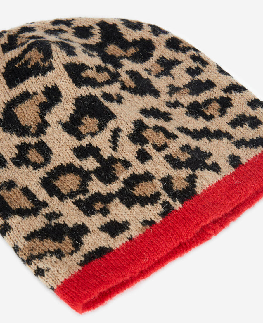 bonnet en laine léopard