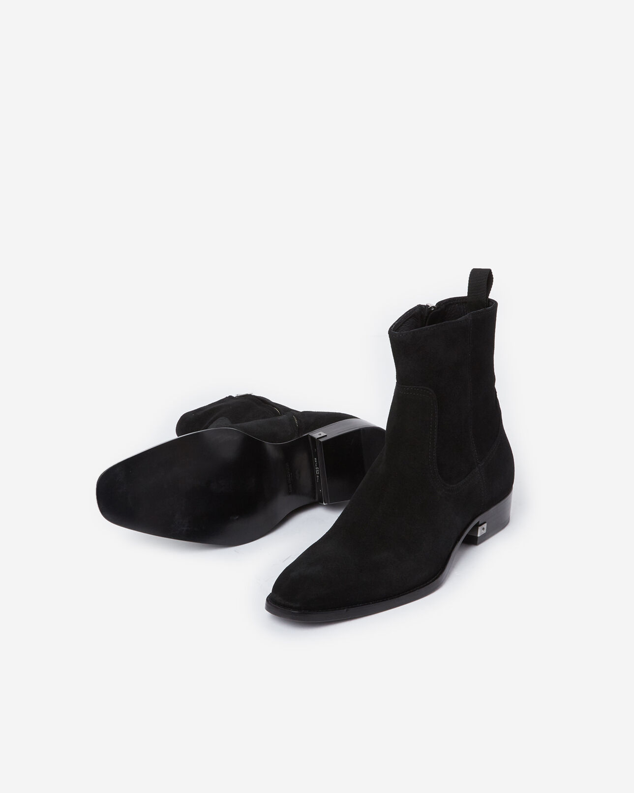 The Kooples HOMME BLACK boots noires daim talons montantes
