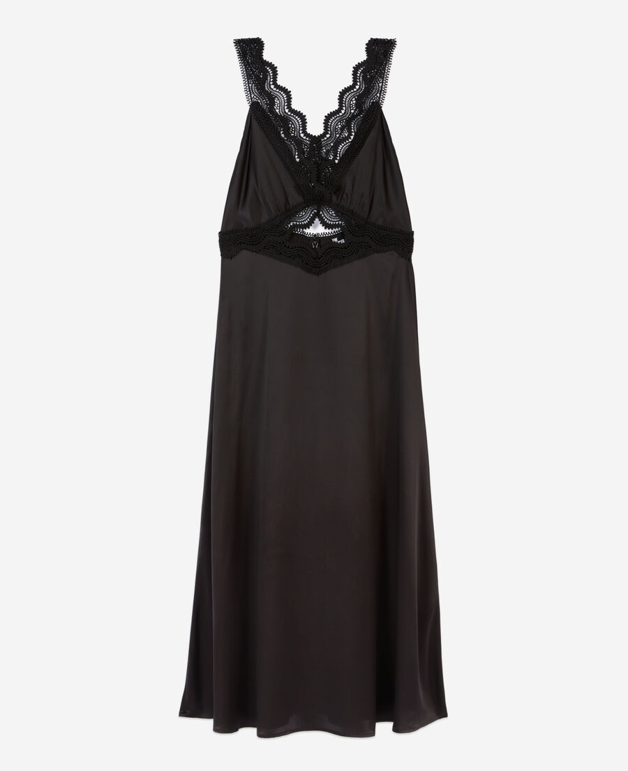 vestido lencero largo negro guipur