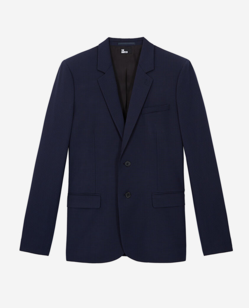 The Kooples MEN BLACK / NAVY wool suit jacket with houndstooth motif