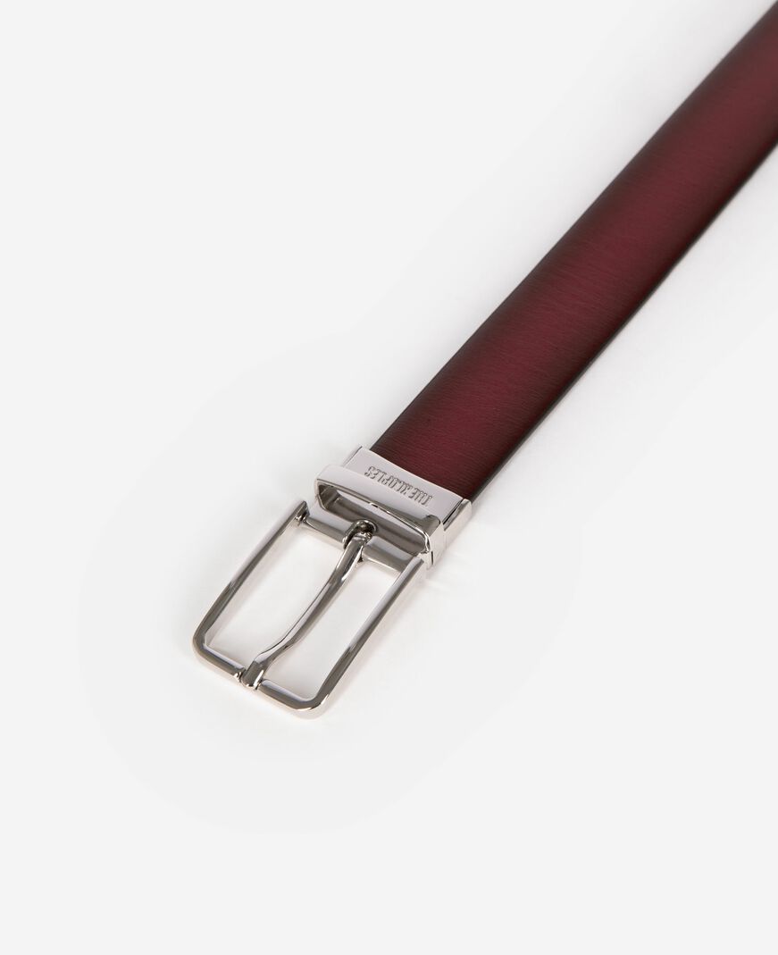 The Kooples MEN BLACK - BURGUNDY reversible two-tone leather belt