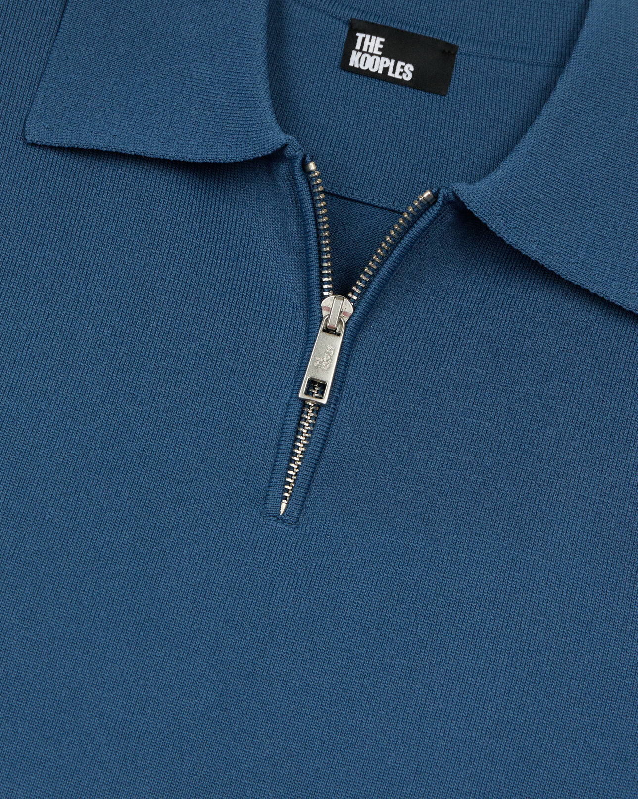 The Kooples HOMME MIDDLE NAVY polo en maille avec zip bleu roi