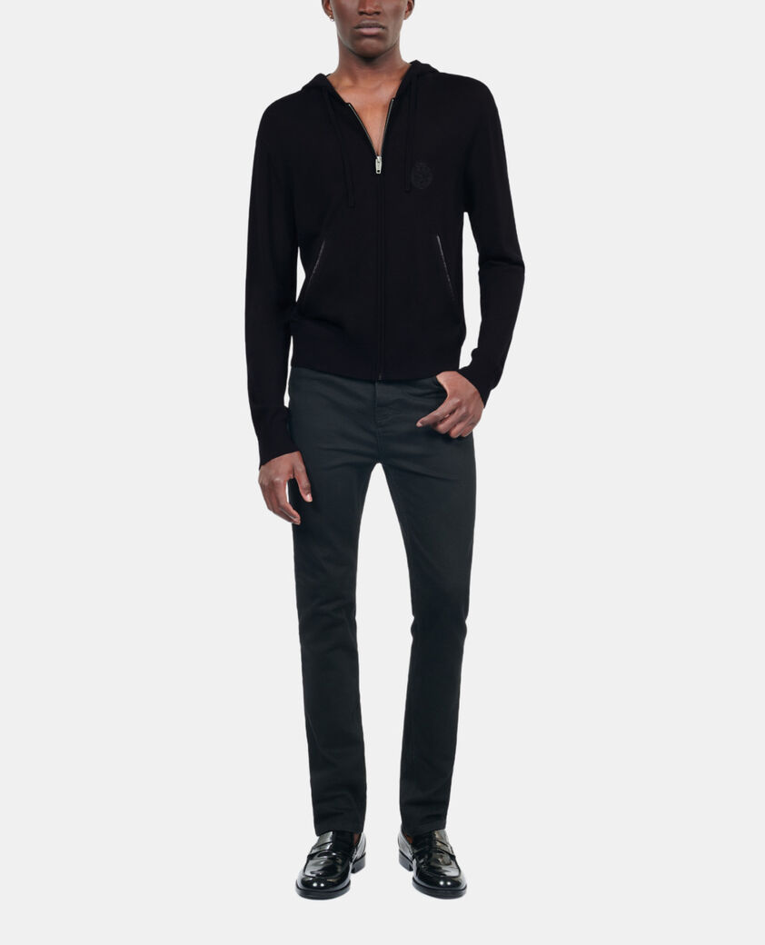 The Kooples HOMBRE BLACK c&aacute;rdigan negro lana capucha