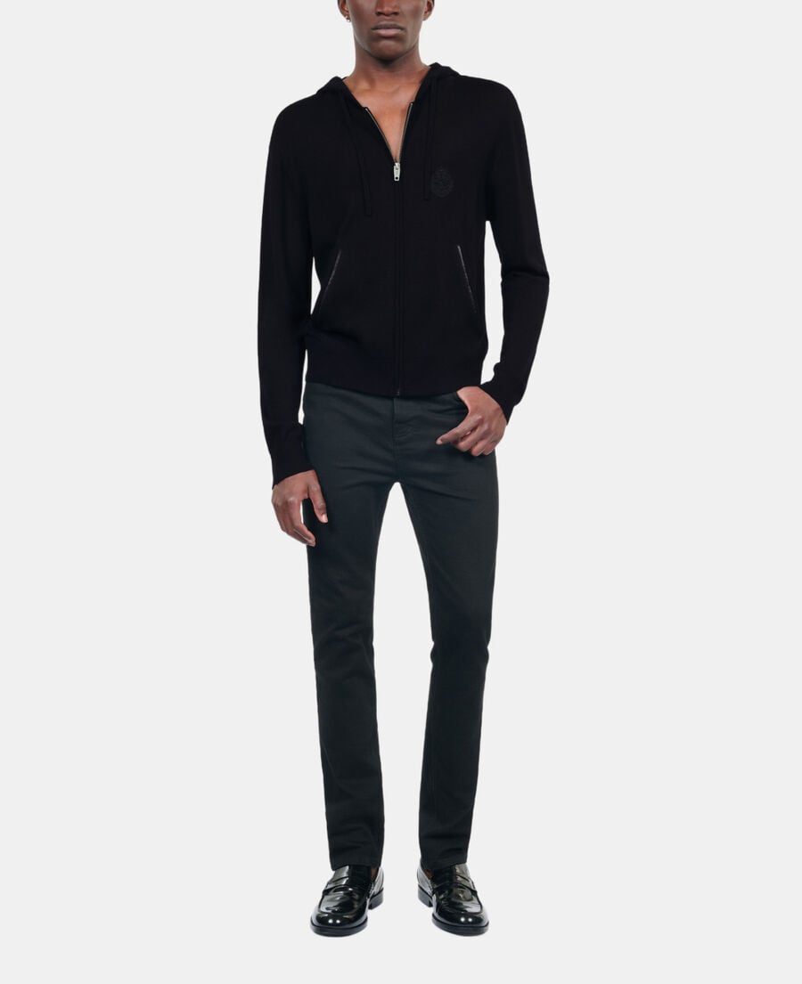 The Kooples MEN BLACK black wool hooded cardigan