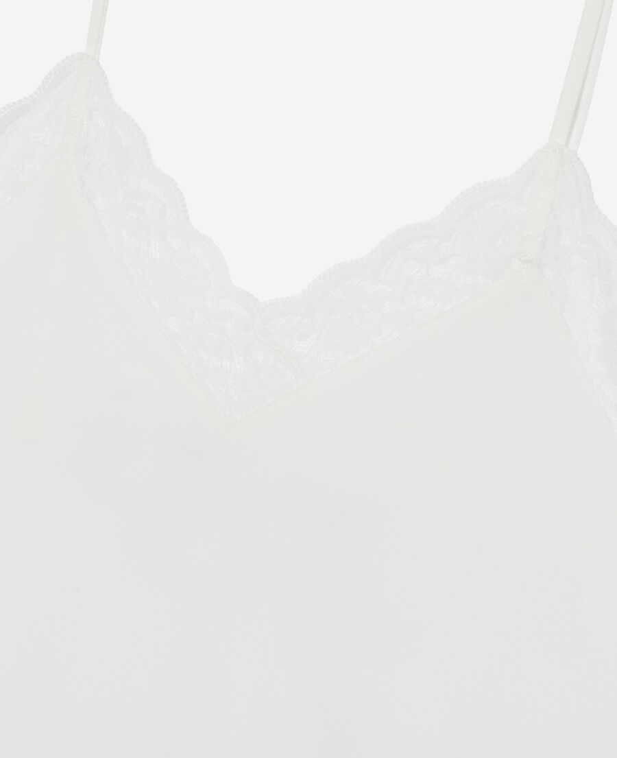 The Kooples FEMME ECRU caraco en soie et dentelle &eacute;cru
